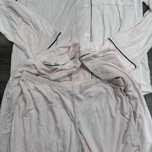 Eberjey Gisele Long PJ Sorbet Pink Black Pajamas Set - Picture 5 of 9